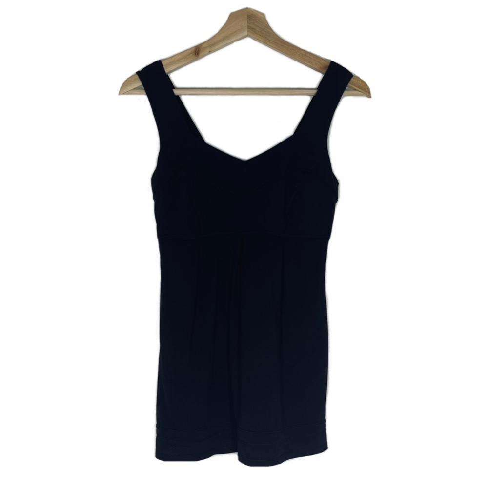 Lululemon Drawstring Hem Athletic Tank Top Workout Sleeveless Black Sz 4